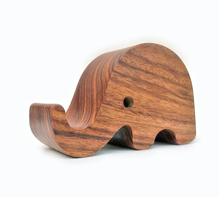 Elephant Wooden Phone Stand – Solid Walnut Desk Holder