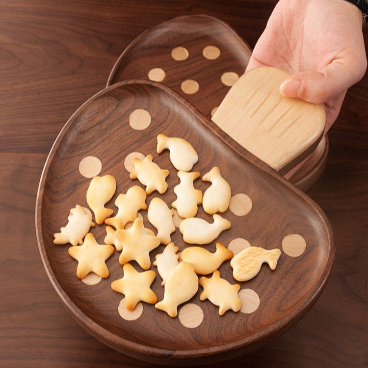 Walnut Mushroom Tray – Solid Wood, Hand-Washable Cartoon Plate for Kids Snacks & Fruit