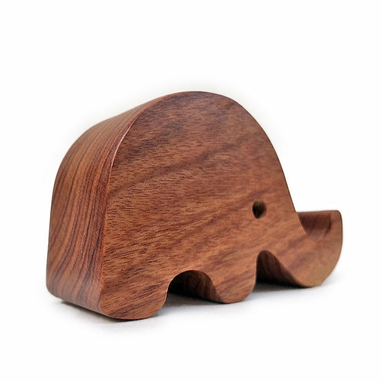 Elephant Wooden Phone Stand – Solid Walnut Desk Holder