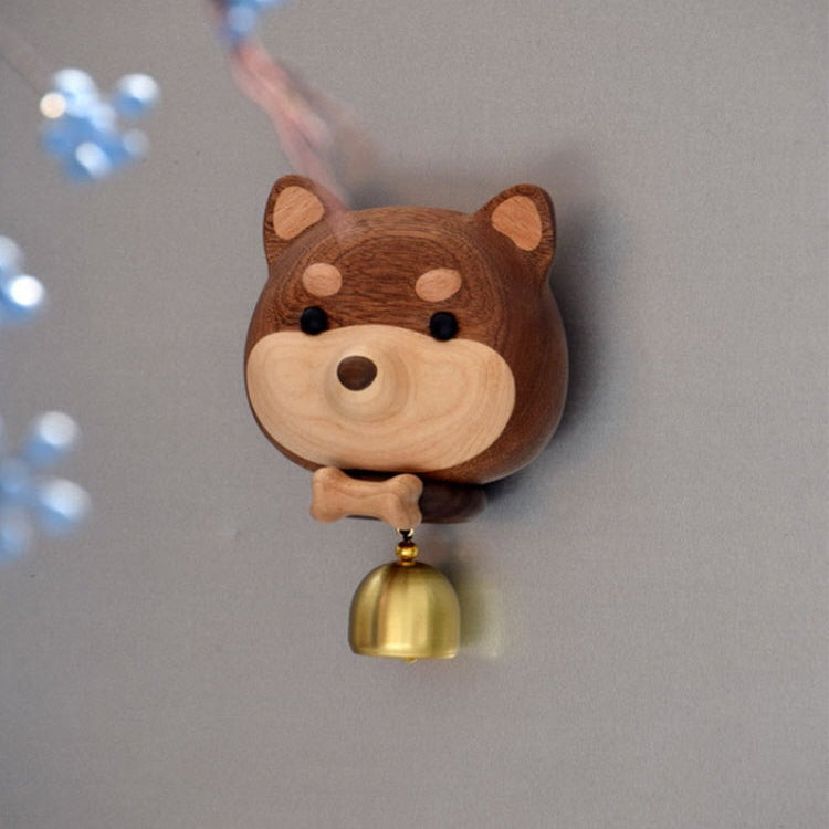 Shiba Inu Wooden Doorbell – Handcrafted Wood Figure with Brass Chime