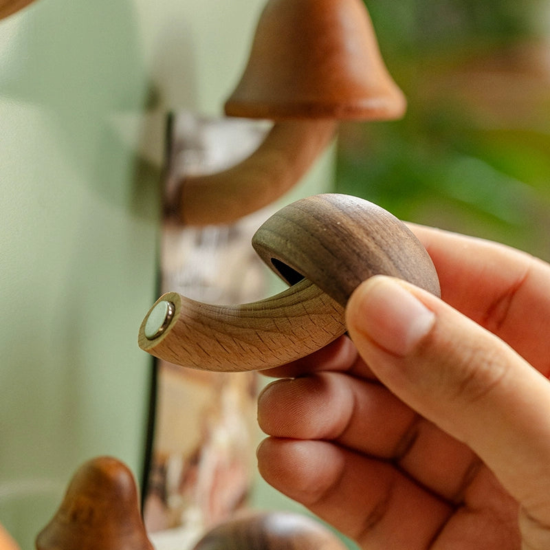 Wooden Mushroom Fridge Magnets – Cute Solid Wood Magnet Set for Kitchen & Home Decor