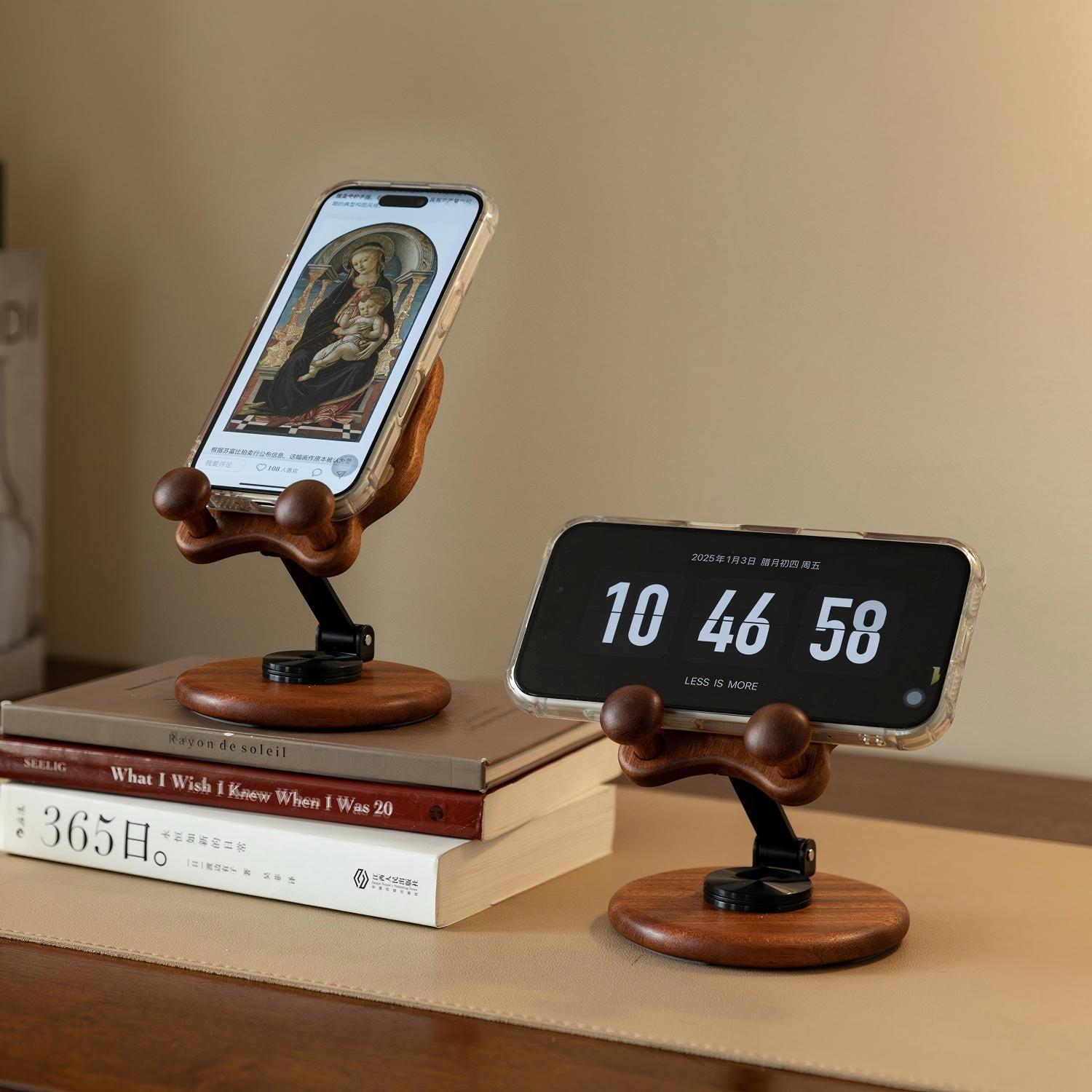 Shiba Inu Wooden Phone Stand – Foldable, Rotating, Multi-Angle Desk Holder